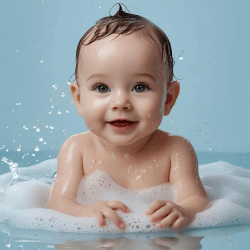 Baby care items bath set with tear-free shampoo